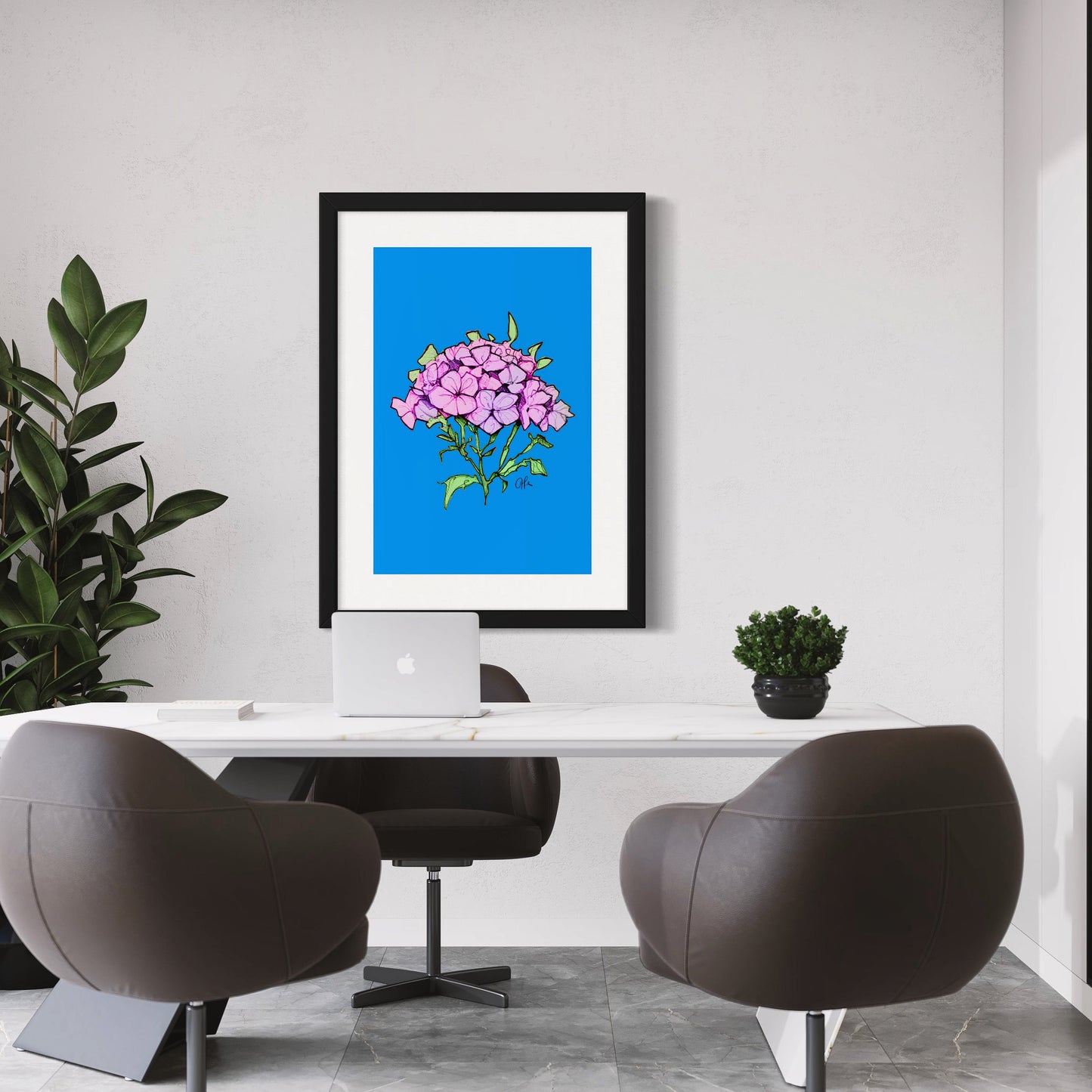 Blue with Touch of Flowers Poster